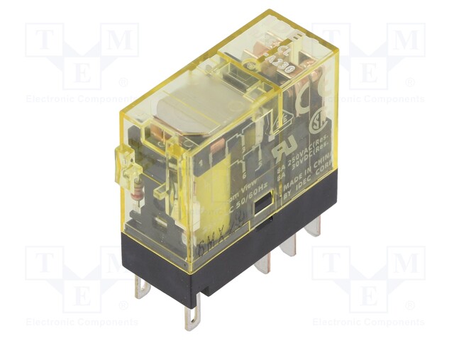 Relay: electromagnetic; DPDT; Ucoil: 230VAC; 6A/250VAC; 6A/30VDC
