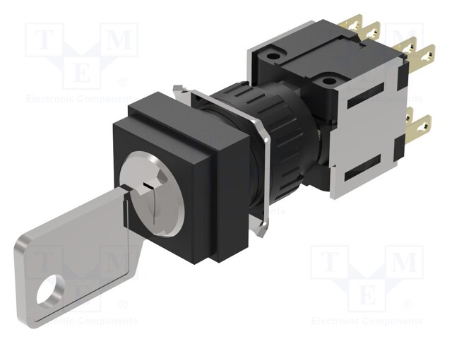 Switch: rotary with key; 16mm; Stabl.pos: 1; NC x2 + NO x2; Pos: 3