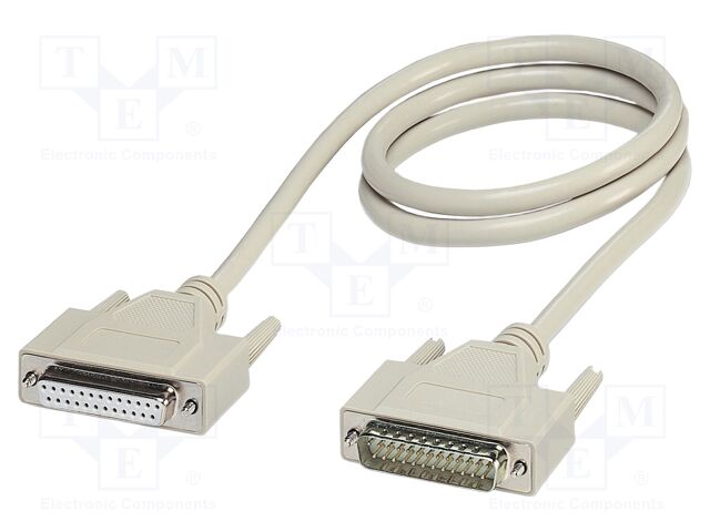 Cable; D-Sub 25pin socket,D-Sub 25pin plug; PVC; Len: 1m; grey