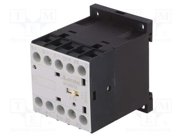 Contactor: 3-pole; NO x3; Auxiliary contacts: NC; 110VAC; 6A; DIN
