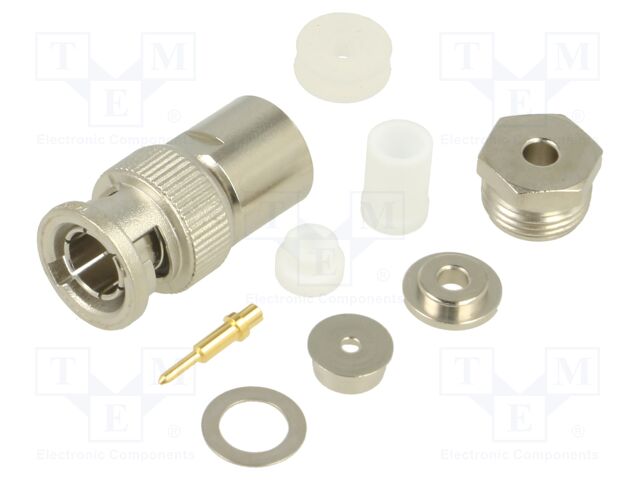 Connector: BNC; plug; male; straight; 50Ω; soldering,clamp; PTFE