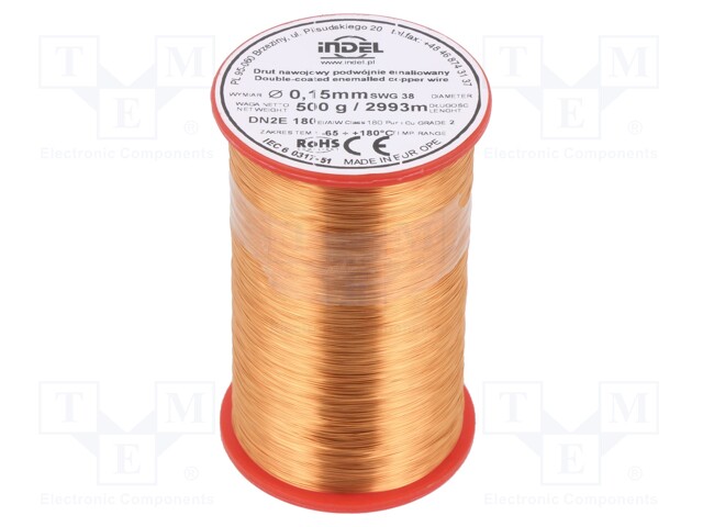 Coil wire; double coated enamelled; 0.15mm; 500g; -65÷180°C