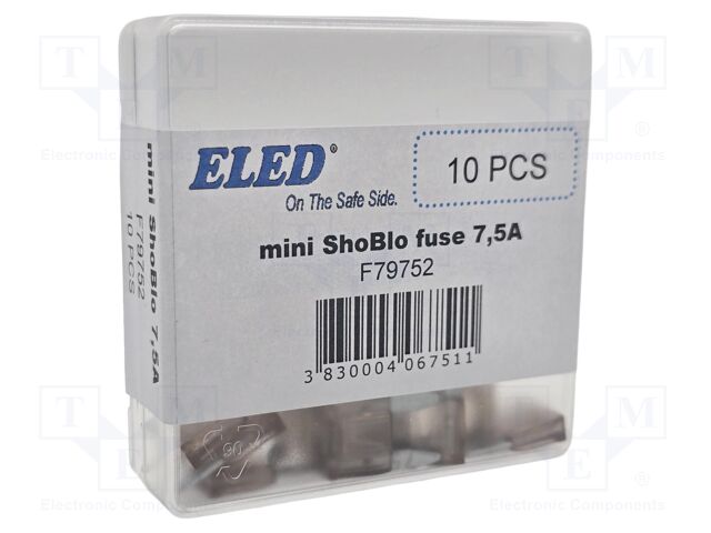 Fuse: fuse; 7.5A; 32VDC; automotive; 11.2mm; 11.2x4x17mm
