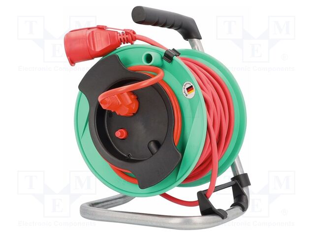 Extension lead; 3G1.5mm2; Sockets: 1; PVC; red; 25m; 16A