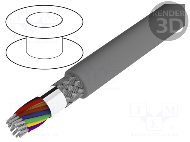 Wire; 20x20AWG; tinned copper braid; PVC; dark grey; 600V; 30,5m