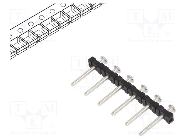 Connector: pin strips; pin header; PIN: 6; SMT; 10A; 300V; straight