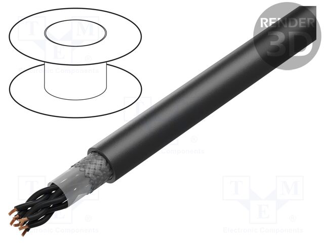 Wire; BiT 500 CH BLACK; 2x2x0.5mm2; tinned copper braid; LSZH