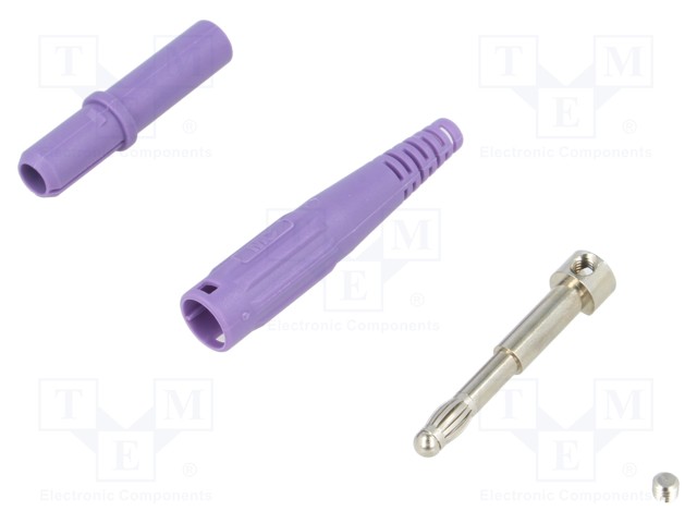 Plug; 4mm banana; 32A; 600V; violet; Plating: nickel plated