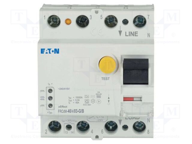 RCD breaker; Inom: 40A; Ires: 300mA; Poles: 4; 240/415VAC; DIN; IP20