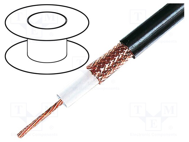 Wire: coaxial; RG213U; stranded; Cu; PVC; black; 100m