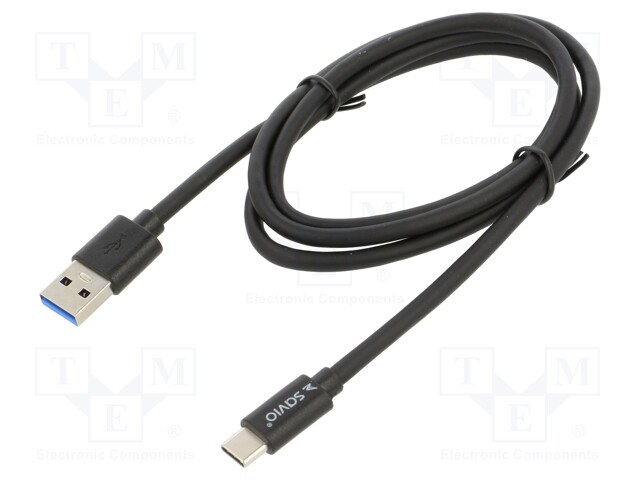 Cable; USB 3.0,USB 3.1; USB A plug,USB C plug; 1m; black; 5Gbps