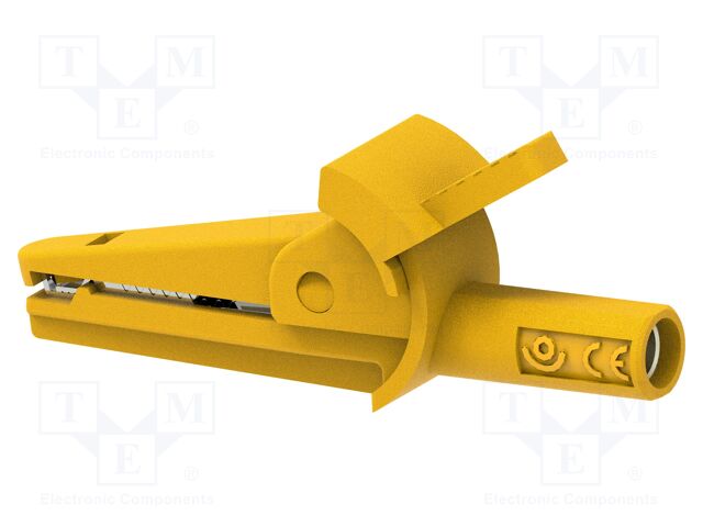 Crocodile clip; 10A; 600VDC; yellow; Overall len: 51mm