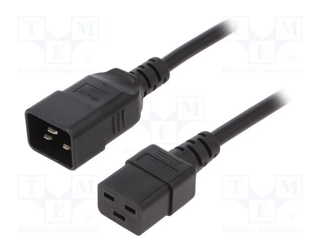 Cable; IEC C19 female,IEC C20 male; 1.8m; black; PVC; 3G1,5mm2