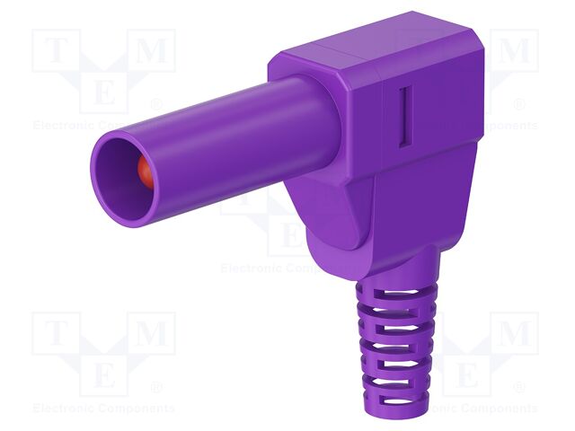 Connector: 4mm banana; plug; 32A; 500V; violet; insulated; soldered