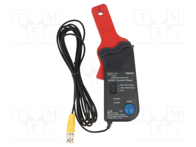 AC/DC current clamp adapter; I DC: 60A; I AC: 60A; 9mm; 250g; BNC