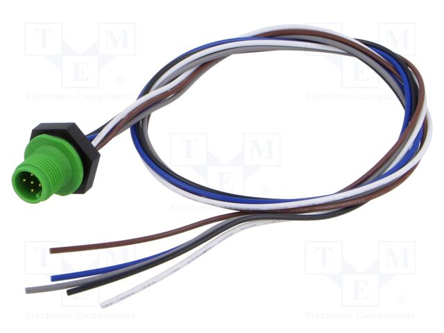 Connector: M12; socket; male; straight; with lead; PIN: 5; 0.34mm2