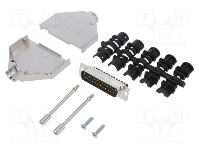 D-Sub; PIN: 25; male; shielded; straight; screw terminal; for cable