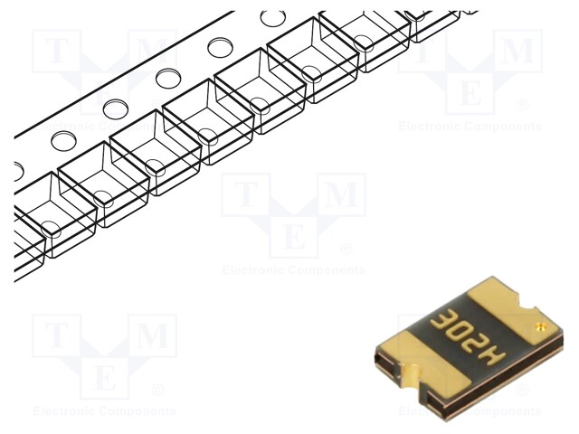 Fuse: PTC polymer; 300mA; 30VDC; PCB,SMT; 4.6x3.2mm; Case: 1812