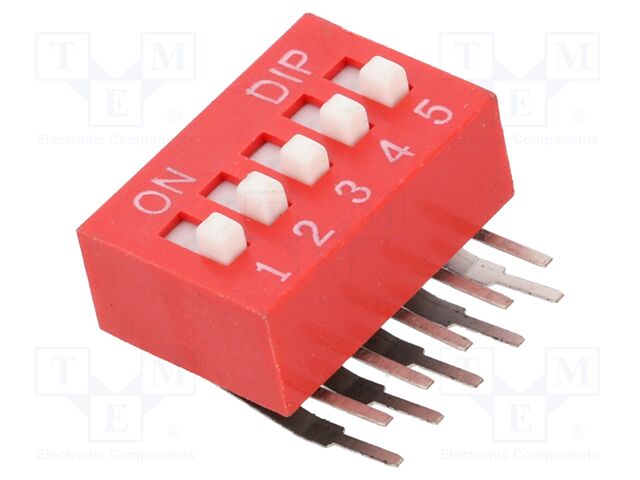 Switch: DIP-SWITCH; Poles number: 5; OFF-ON; 0.025A/24VDC; Pos: 2/5