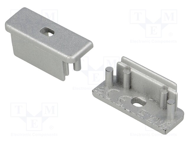Cap for LED profiles; silver; ABS; Application: SURFACE14