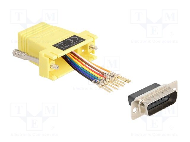 Adapter; D-Sub 15pin plug,RJ45 socket; yellow