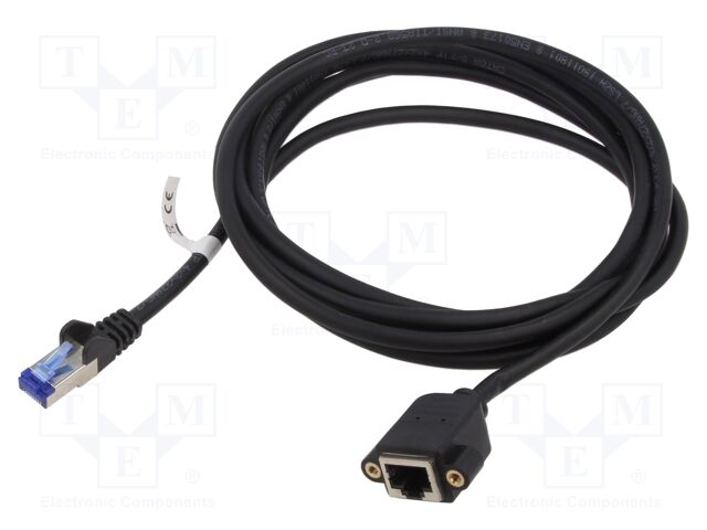 Extender RJ45; S/FTP; 6a; CCA; LSZH,PVC; black; 3m; Cores: 8