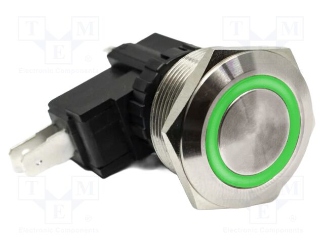 Switch: vandal resistant; SPDT; 15A/250VAC; IP67; ON-ON; green; 24V