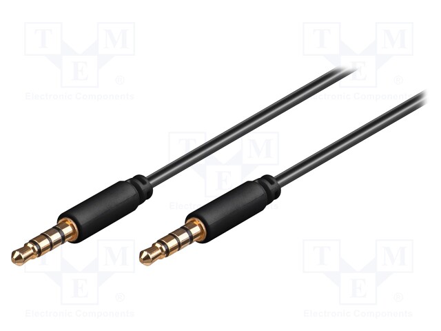 Cable; Jack 3,5mm 4pin plug,both sides; 1.5m; black; Øout: 2.6mm