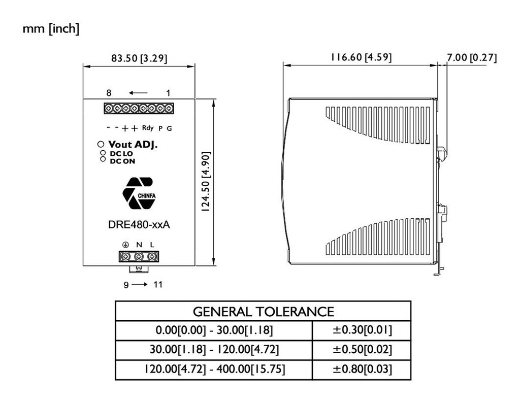 Power supply: switching; for DIN rail; 480W; 12VDC; 10A; 88÷264VAC