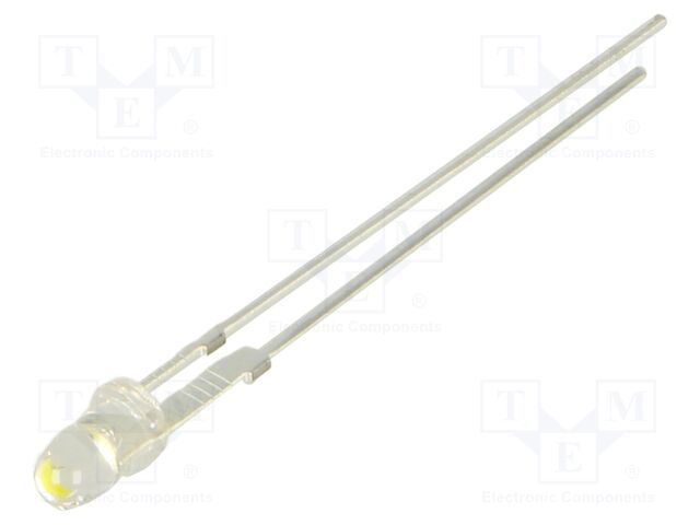 LED; white cold; 3mm; 85000mcd; 15°; Front: convex; 3.2÷3.6VDC
