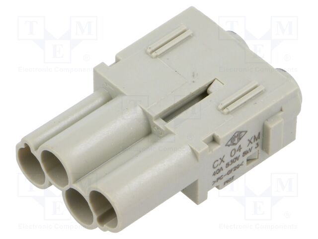 Heavy Duty Connector, MIXO Series, Insert, 4 Contacts, Plug, Crimp Pin - Contacts Not Supplied