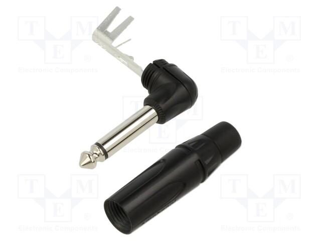 Plug; Jack 6,35mm; male; mono; angled 90°; for cable; soldering