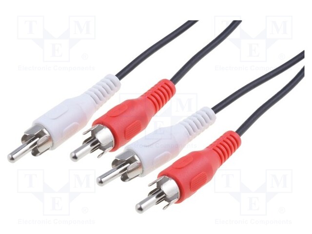 Cable; RCA plug x2,both sides; 2.5m; Plating: nickel plated