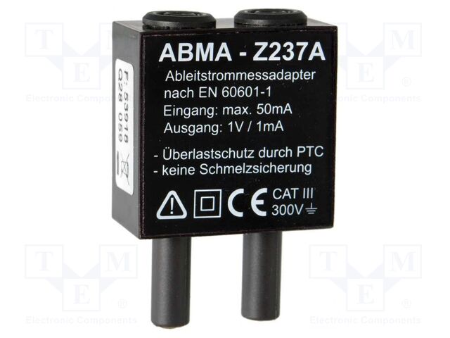 Adapter; banana 4mm socket x2,banana 4mm plug x2; 0÷50V; 0÷50mA