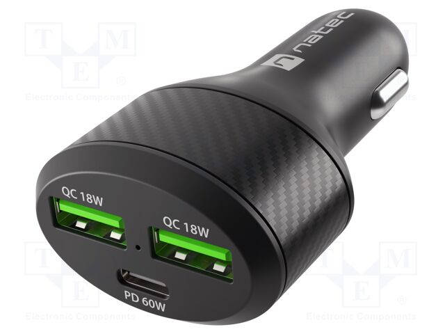USB power supply; USB A socket x2,USB C socket; 5÷20V; 60W