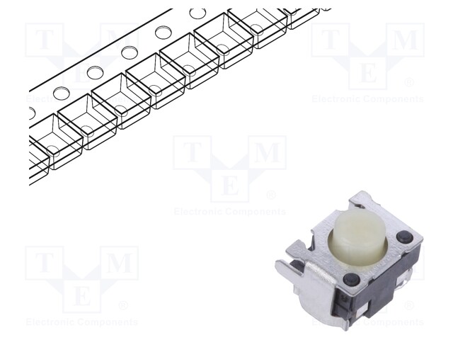 Microswitch TACT; SPST; Pos: 2; 0.05A/12VDC; SMT; 1.6N; 3.4mm; round