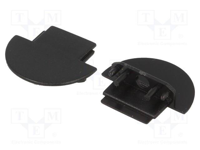 Cap for LED profiles; black; ABS; Application: GROOVE10