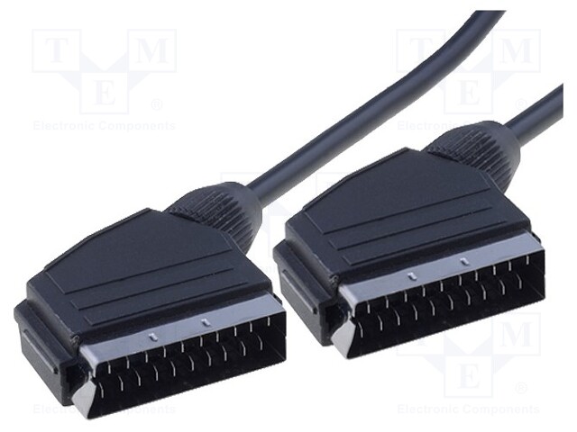Cable; SCART plug,both sides; 0.6m; black