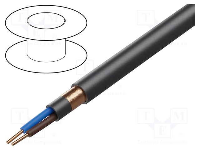 Wire; YKYektmy(żo); 2x1.5mm2; solid; Cu; PVC; black; 600V,1kV