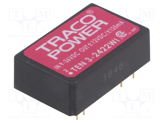 Converter: DC/DC; 3W; Uin: 9÷36V; Uout: 12VDC; Uout2: -12VDC; DIP24
