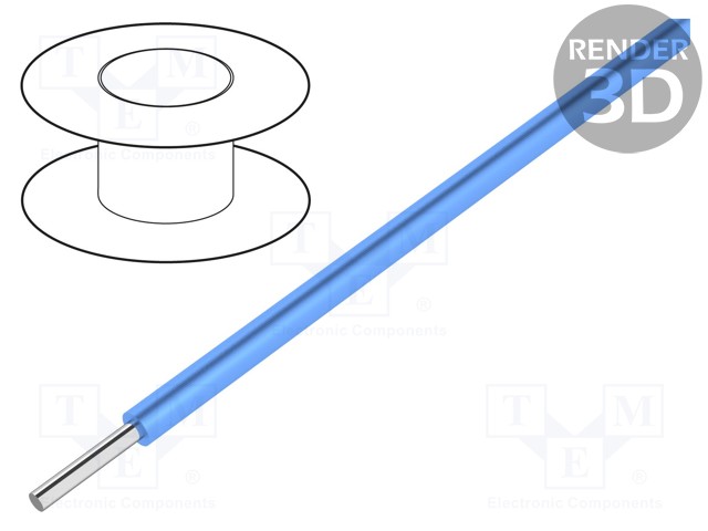 Wire; UL1007,UL1569; solid; Cu; 24AWG; blue; 30,5m; PVC; 300V