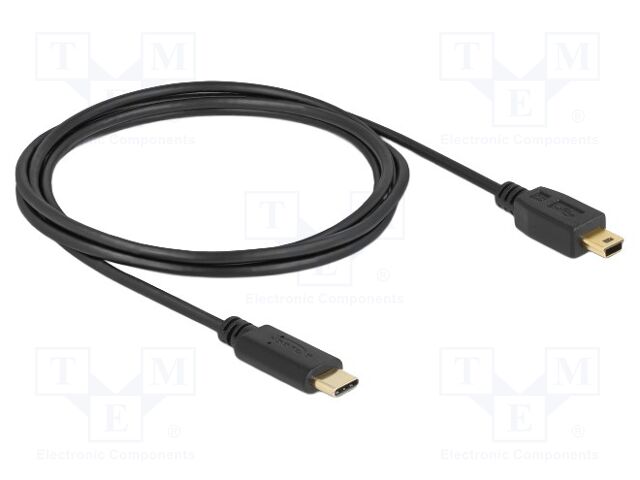 Cable; USB 2.0; USB B mini plug,USB C plug; gold-plated; 2m