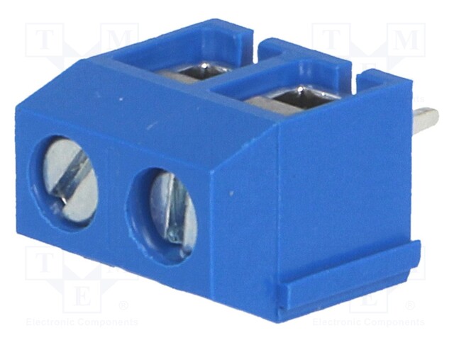 PCB terminal block; angled 90°; 5mm; ways: 2; on PCBs; 1.5mm2; 15A