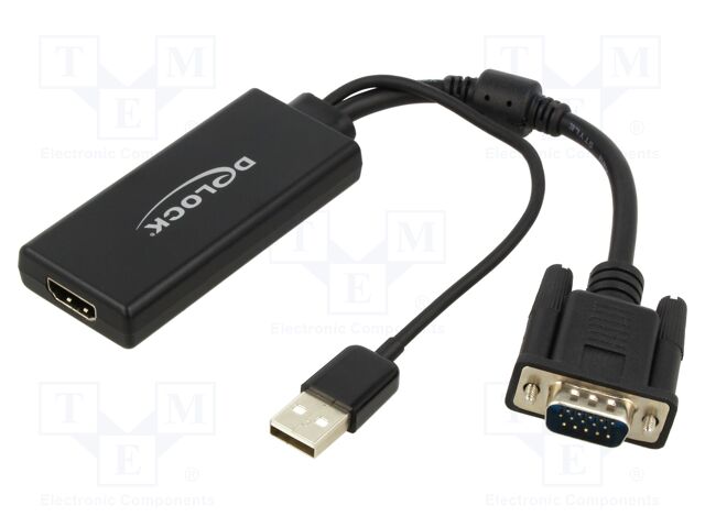 Adapter; D-Sub 15pin plug,HDMI socket,USB A plug,VGA male