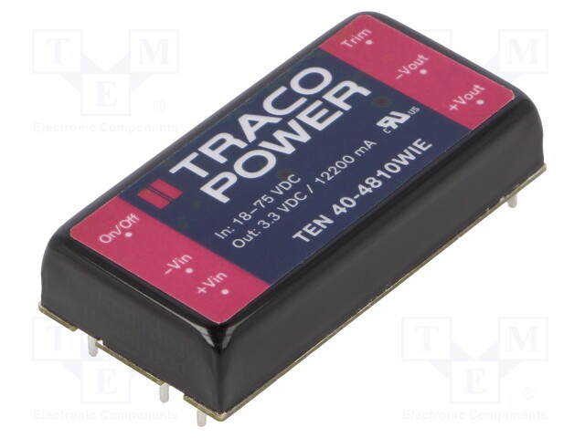 Converter: DC/DC; 40W; Uin: 18÷75V; 3.3VDC; Iout: 12200mA