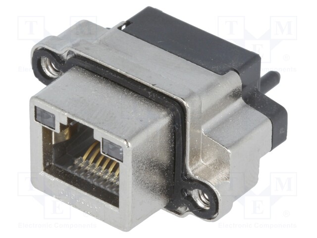 Socket; RJ45; with LED; IP68; THT; for panel mounting; straight