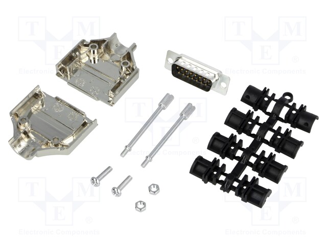 D-Sub; PIN: 15; plug; male; shielded,stamped and formed contacts
