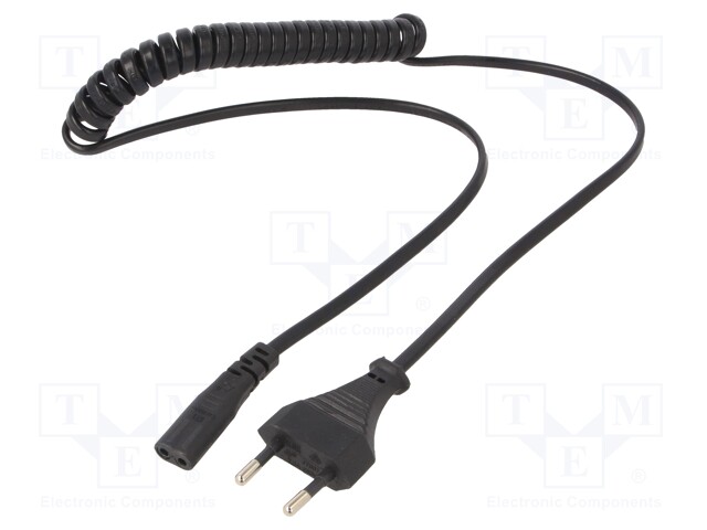 Cable; CEE 7/16 (C) plug,IEC C1 female; 1.8m; black; PVC; 10A