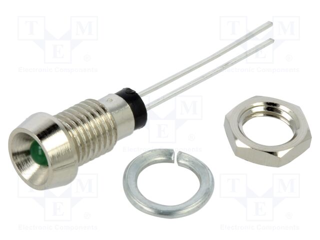 Indicator: LED; prominent; red; 2.1VDC; Ø8mm; MPC; metal; ØLED: 5mm