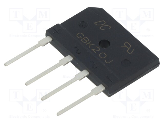 Bridge rectifier: single-phase; Urmax: 600V; If: 20A; Ifsm: 250A